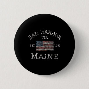 R Harbour Maine Usa American Flag Established Me V 6 Cm Round Badge