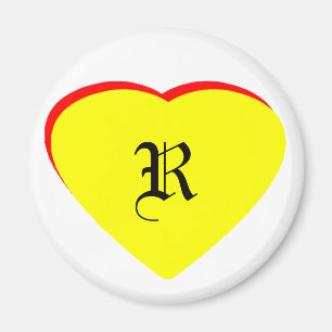 "R" Heart Yellow Red Wedding Invitation The MUSEUM Magnet