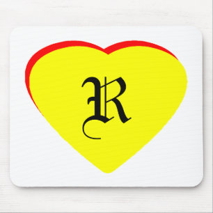 "R" Heart Yellow Red Wedding Invitation The MUSEUM Mouse Pad