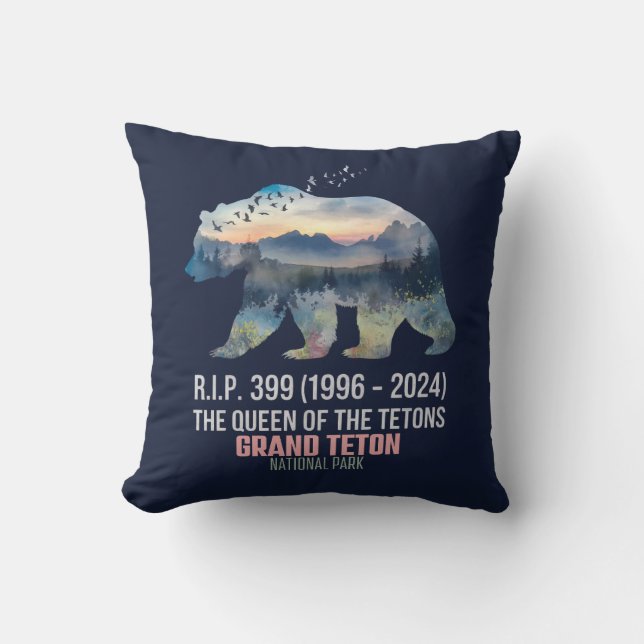 R.I.P. 399 (1996-2024) Queen of the Tetons Bear Cushion (Front)