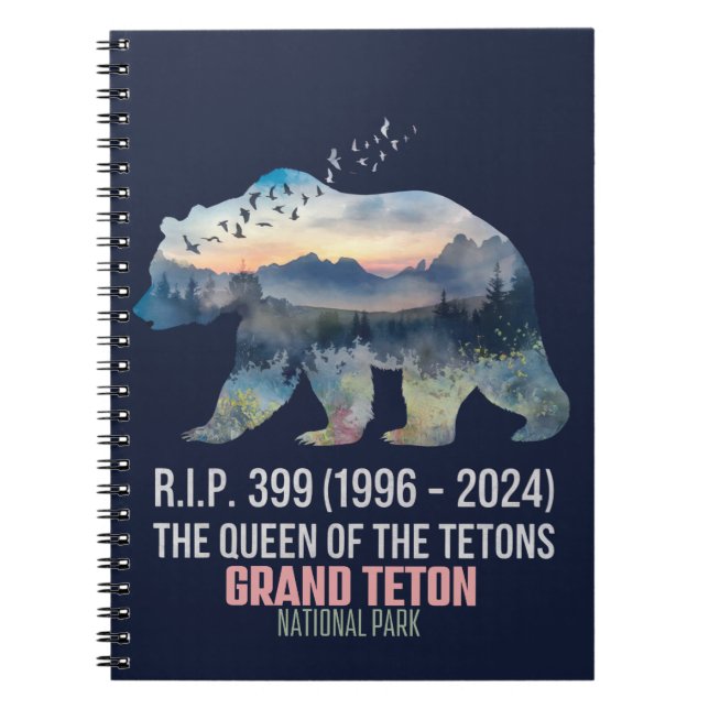 R.I.P. 399 (1996-2024) Queen of the Tetons Bear Notebook (Front)