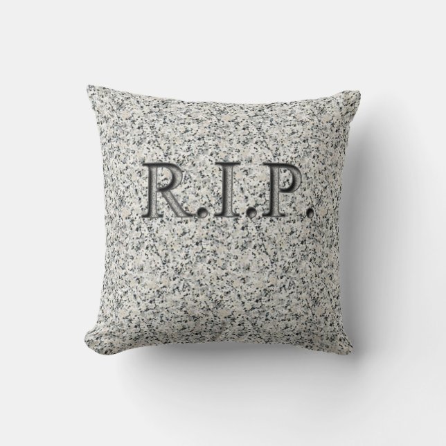 R.I.P. Faux Engraved Granite Headstone Pillows (Front)