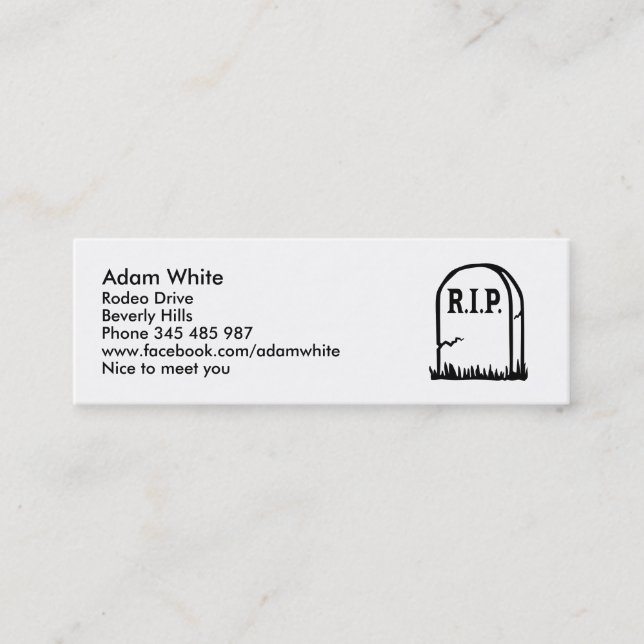 R.I.P. - Gravestone Mini Business Card (Front)