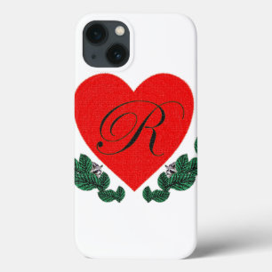 R in a heart iPhone 13 case