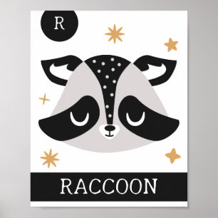 R is for Racoon, Nursery, Bedroom, Kids' Wall Art