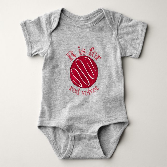 R is for Red Velvet Cookie Dessert Baking Foodie Baby Bodysuit (Front)