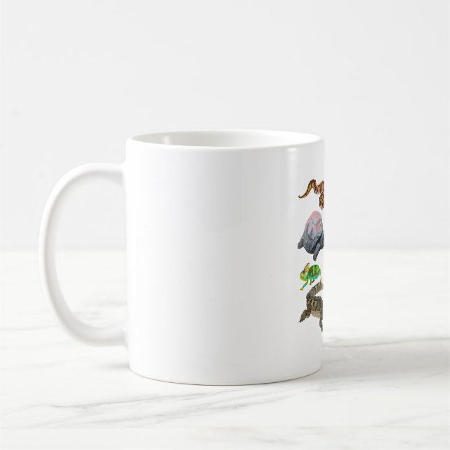 R is for Reptile. Reptile Artwork Detailed Illustr Coffee Mug (Left)