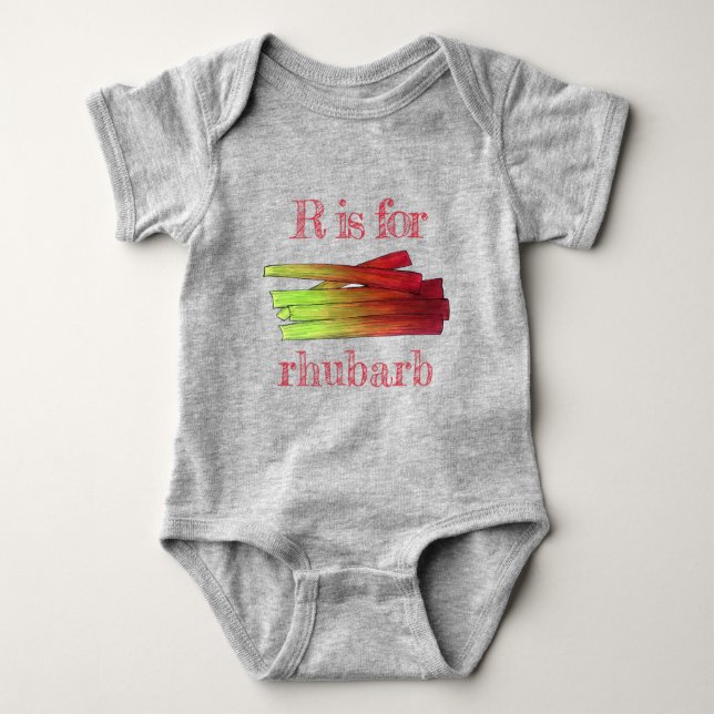 R is for Rhubarb Stalks Vegetable Garden Food Veg Baby Bodysuit (Front)