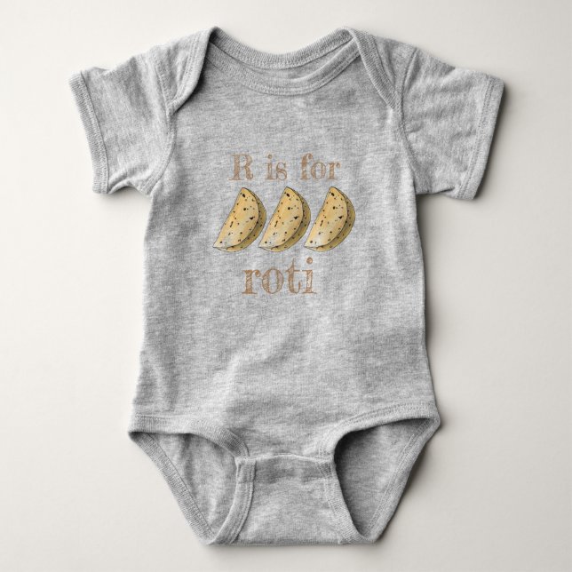 R is for Roti Chapatis Indian Food Bread Flatbread Baby Bodysuit (Front)