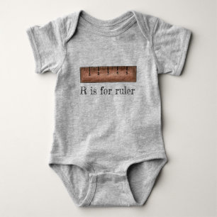 R is for Ruler Mathematics Math Class School ABCs Baby Bodysuit