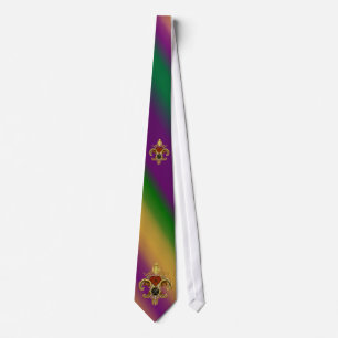 R-Letter Monogram Fleur de Liz Mardi Gras Tie
