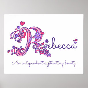R monogram art Rebecca girls name meaning poster