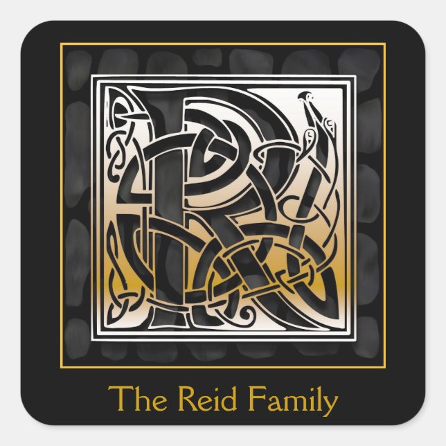 R Monogram "Black Stone" design Envelope Seals (Front)