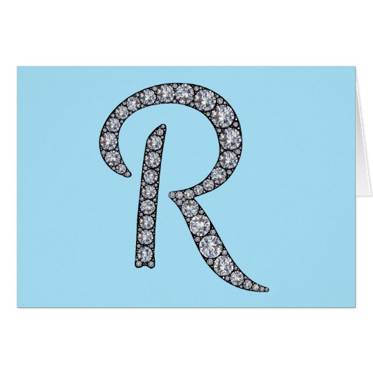 R monogram bling greeting card