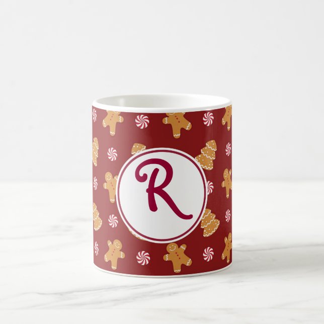 R Monogram Christmas Gingerbread Cookie Mug (Center)