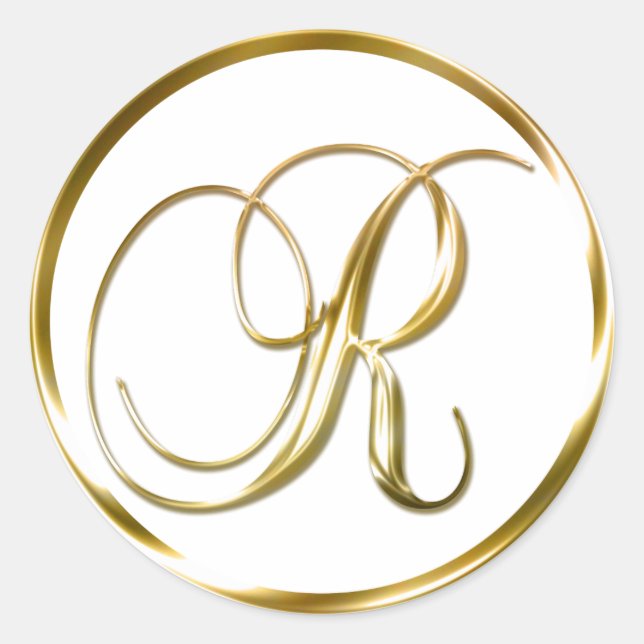 R Monogram Faux Gold Envelope Or Favour Seal (Front)
