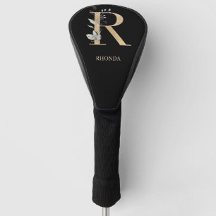 R Monogram Floral Personalised Golf Head Cover