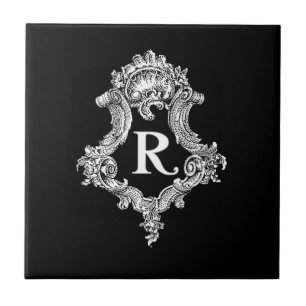 R Monogram Initial Ceramic Tile