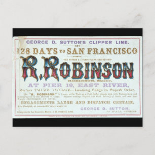 R Robinson Clipper sailing ship 1863 Postcard
