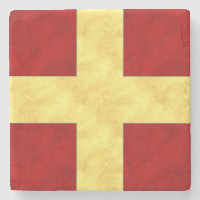 R Romeo Watercolor Nautical Signal Maritime Flag Stone Coaster (Front)