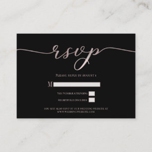 R.S.V.P. Wedding Reply Enclosure Black Pink Script Card
