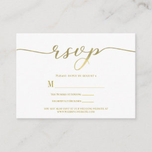 R.S.V.P. Wedding Reply Enclosure Card Gold Script