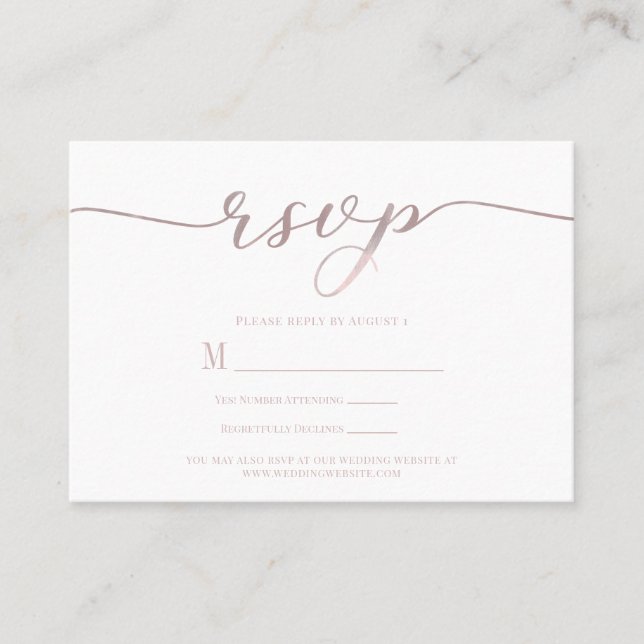 R.S.V.P. Wedding Reply Enclosure Card Pink Script (Front)