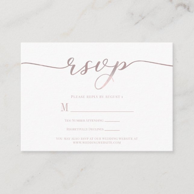 R.S.V.P. Wedding Reply Enclosure Card Pink Script (Front)