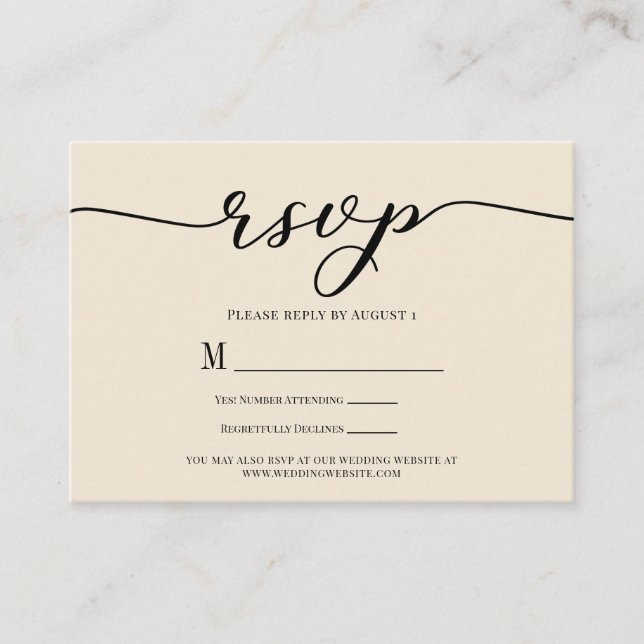 R.S.V.P. Wedding Reply Enclosure Cream & Black Card (Front)