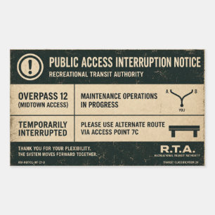 R.T.A. Overpass 12 Public Access Rectangular Sticker