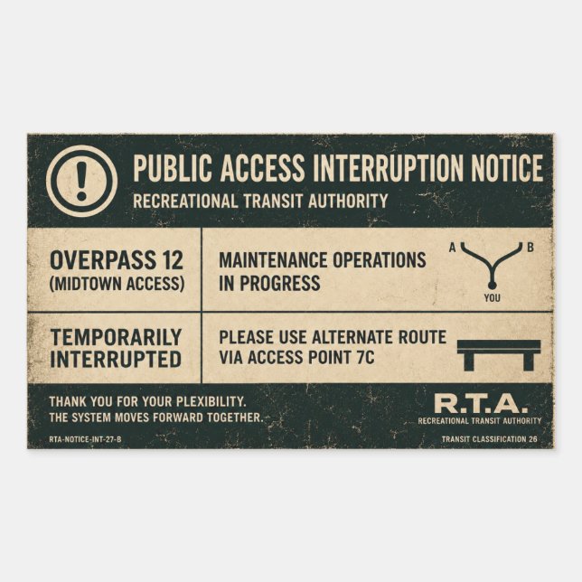 R.T.A. Overpass 12 Public Access Rectangular Sticker (Front)