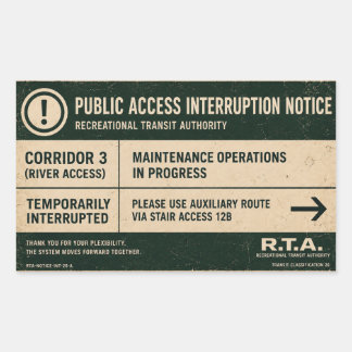 R.T.A. Public Access Interruption Notice Sticker