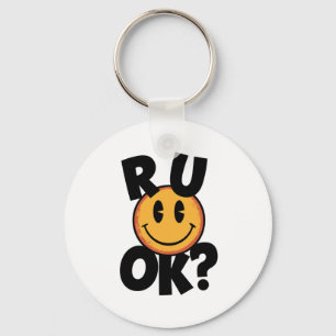 R U Ok Smiley Face Mental Health Design Sticker  Key Ring