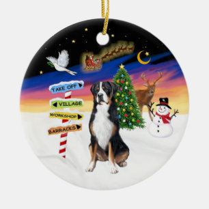 R - Xmas Signs - Greater Swiss Mountain Dog Ceramic Tree Decoration