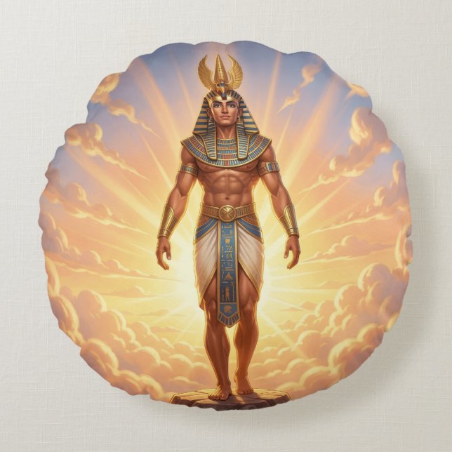 Ra – Ägyptischer Sonnengott´4 Round Cushion (Front)