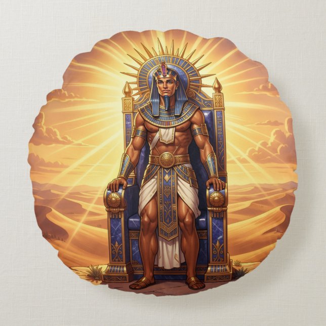 Ra – Ägyptischer Sonnengott Round Cushion (Front)
