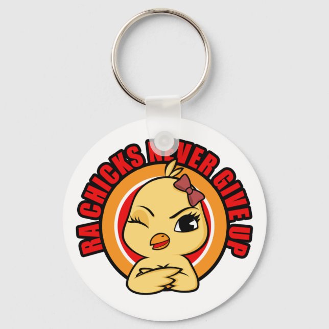 RA Chicks Never Give Up Yellow Chickie Keychain (Front)