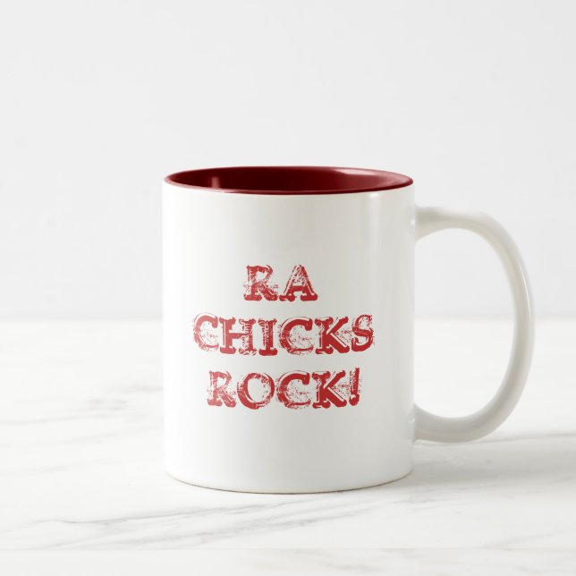RA CHICKS ROCK! Two-Tone COFFEE MUG (Right)