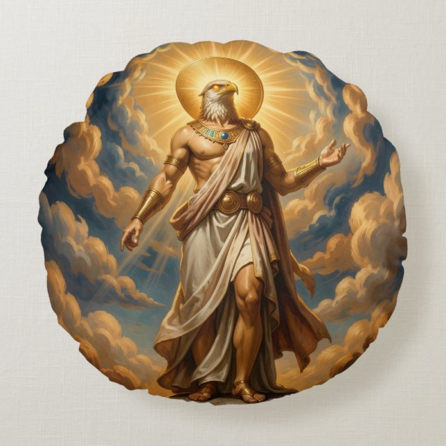 Ra – Egyptian Sun God Round Cushion (Front)