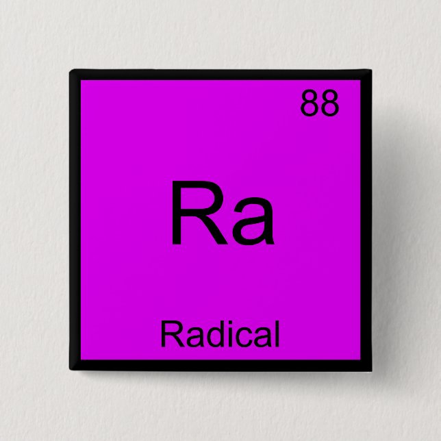 Ra - Radical Funny Chemistry Element Symbol Tee 15 Cm Square Badge (Front)