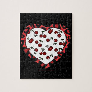 RAB cherries Leopard Print Heart Rockabilly Jigsaw Puzzle