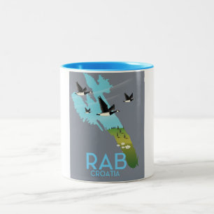 Rab Coratia vintage style map Two-Tone Coffee Mug