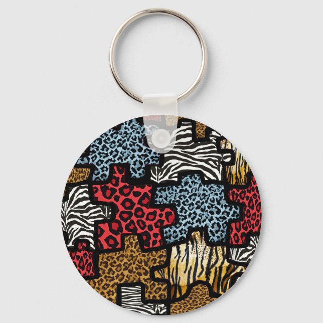 RAB Rockabilly Animal Print Puzzle Key Ring (Front)