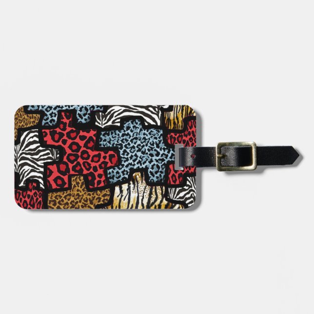 RAB Rockabilly Animal Print Puzzle Luggage Tag (Front Horizontal)