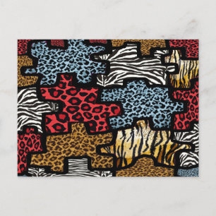 RAB Rockabilly Animal Print Puzzle Postcard