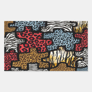 RAB Rockabilly Animal Print Puzzle Rectangular Sticker