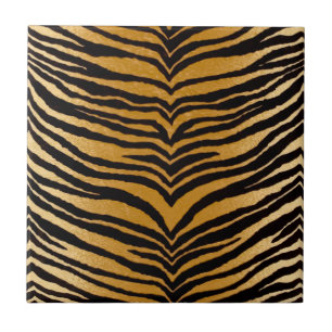 RAB Rockabilly Black and Gold Tiger Print Ceramic Tile