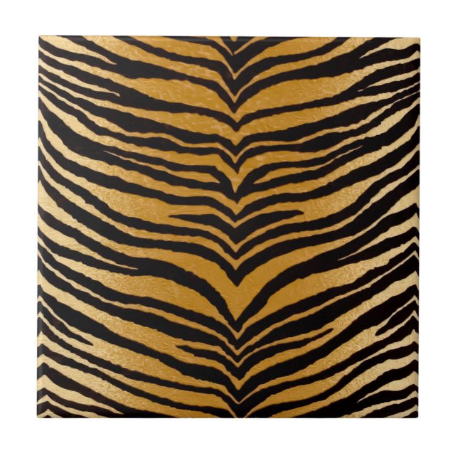 RAB Rockabilly Black and Gold Tiger Print Ceramic Tile (Front)