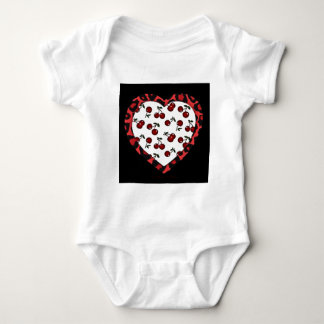 RAB Rockabilly Cherries Leopard Print Heart Baby Bodysuit