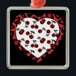 RAB Rockabilly Cherries Leopard Print Heart Metal Ornament<br><div class="desc">You are viewing The Lee Hiller Designs Collection of Home and Office Decor,  Apparel,  Gifts and Collectibles. The Designs include Lee Hiller Photography and Mixed Media Digital Art Collection. You can view her Nature photography at http://HikeOurPlanet.com/ and follow her hiking blog within Hot Springs National Park.</div>